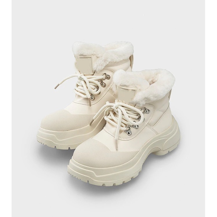 ロングブーツが復活！ 秋 冬 ウール シューズ ショットブーツ 裏起毛 厚手 ふわふわ 可愛い 厚底 防寒 レディース ムートンブーツ おしゃれ 厚底シューズ ショートブーツ