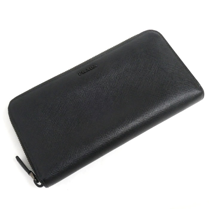PRADA プラダ サフィアーノレザー 長財布 ラウンドファスナー ブラック 2ML317 ユニセックス 中古