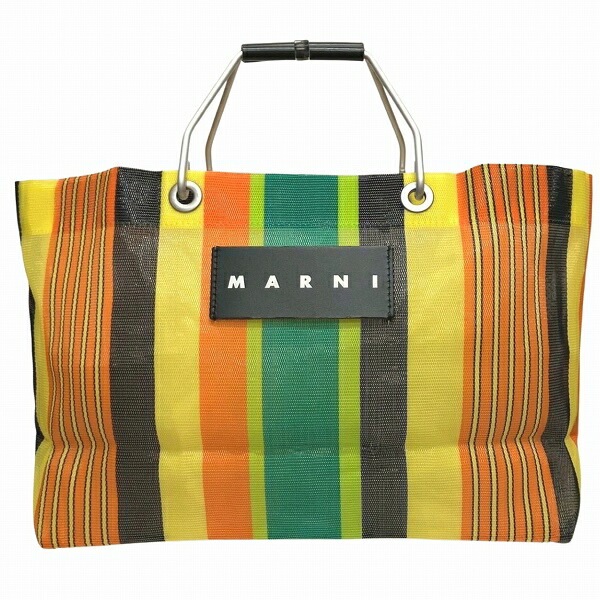 マルニ フラワーカフェ マーケット ストライプ メッシュ バッグ トートバッグ レディース【中古】