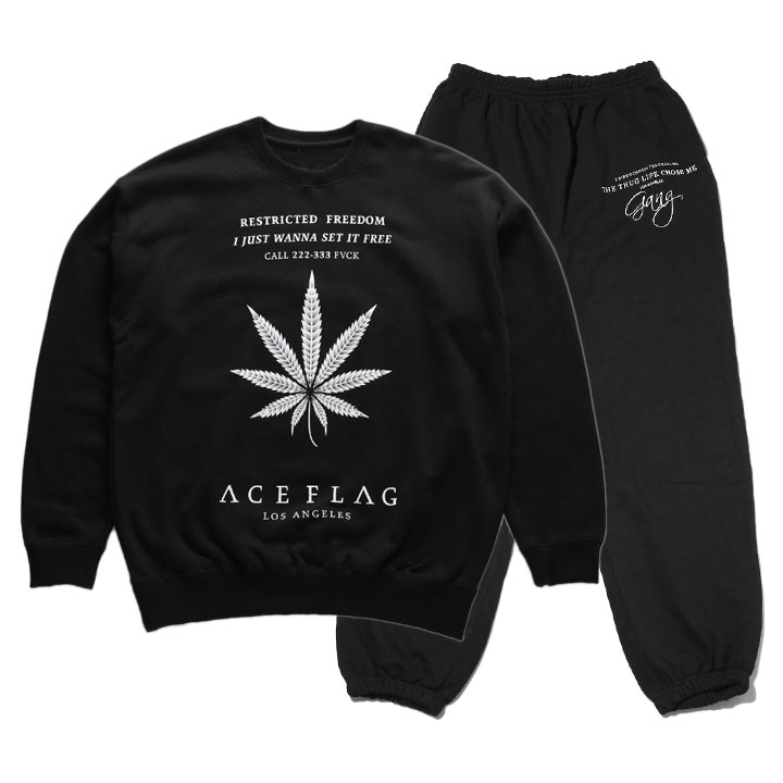 ACE FLAG 上下セット 長袖 ブランド メンズ 春秋冬用 黒 大きいサイズ エースフラッグ セットアップ トレーナー スウェットパンツ Gang ギャング 10,113円