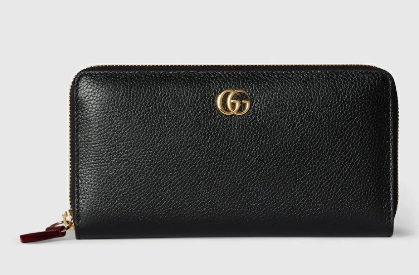 GUCCI 456117-AAE5F-1062 グッチ ダブルG バイカラー ジップアラウンドウォレット ラウンドファスナー長財布 レザー ブラック×ロッソ アンコーラ×ゴールド