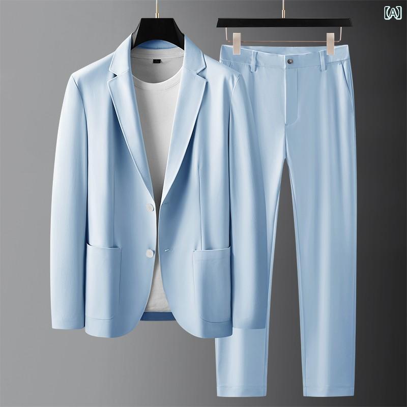 ビジネス　スーツ　ジャケット ハイエンド 抗 シワノー アイロン 冷感 スーツ プロ ビジネス ウェディングドレス 新郎 ジャケット ツーピース 男性用