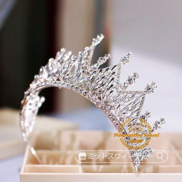 ウェディング ティアラ クラウン 結婚式 花嫁 ブライダル 二次会 発表会 髪飾り クリスタル ヘッドドレス ウエディング小物 カシャ ラインストーン 舞台