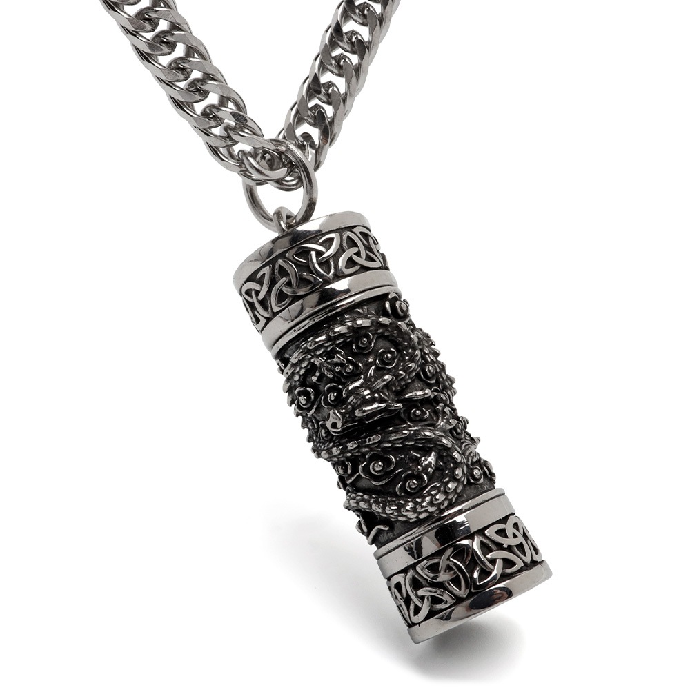 ステンレス 龍とケルトの香水瓶ネックレス [n1111]