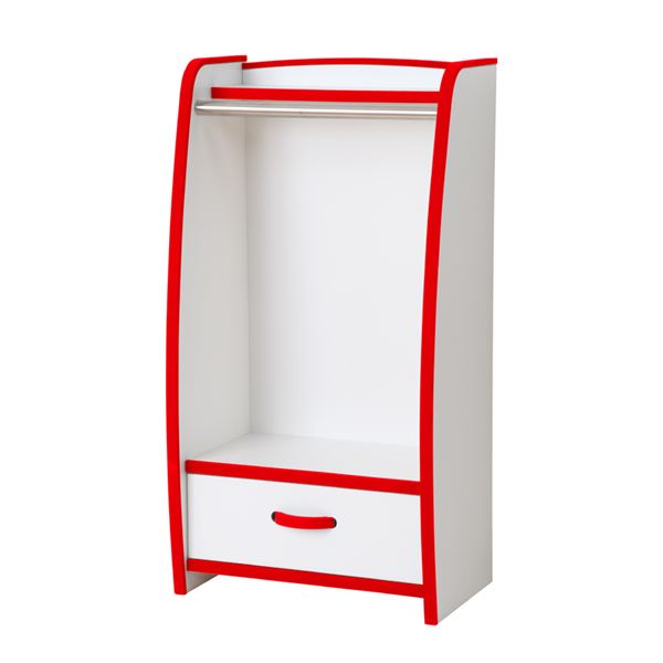 子供用 ハンガーラック/衣類収納 幅48cm レッド 日本製 高耐久 引き出し付き 知育家具 EVAキッズシリーズ 完成品