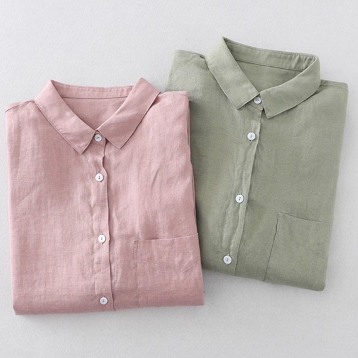 レディース シャツ 前開き 長袖 クルーネック 襟付き ワイド ストレート ボタン シンプル カジュアル かっこいい ラフ クール 存在感 かっちり 都会的 ベーシック ナチュラル リラックス 無地