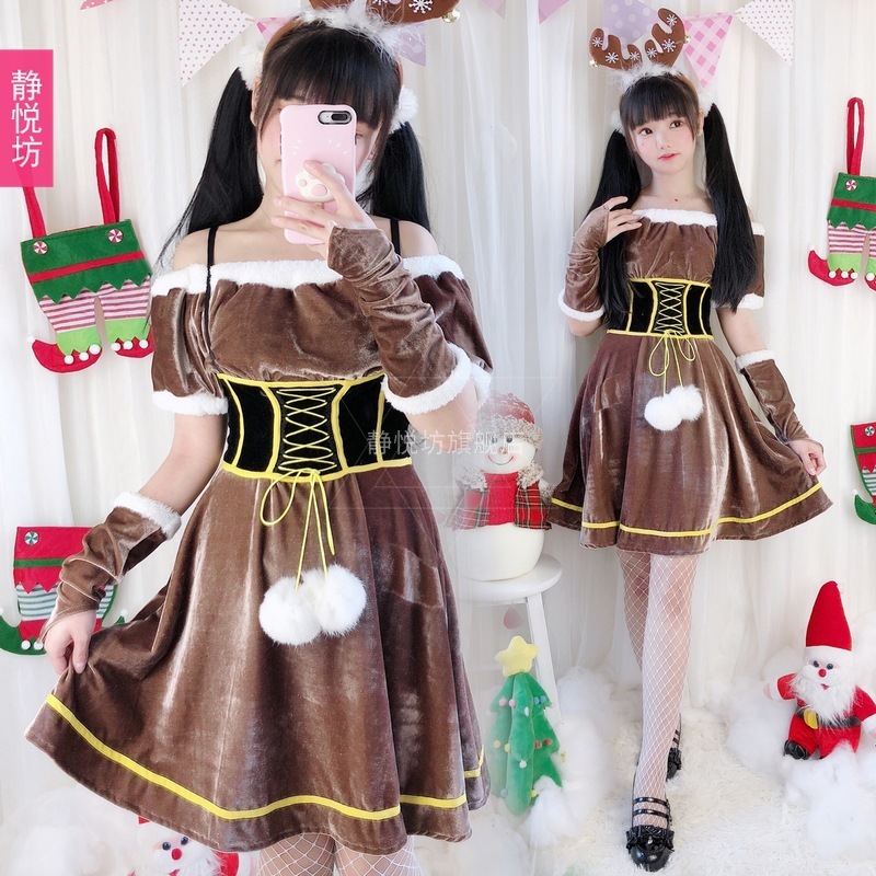 大人用クリスマスコスチューム女性用クリスマスコスチュームホリデーパーティーコスチューム雪だるま遊びサンタクロースヘラジカドレス