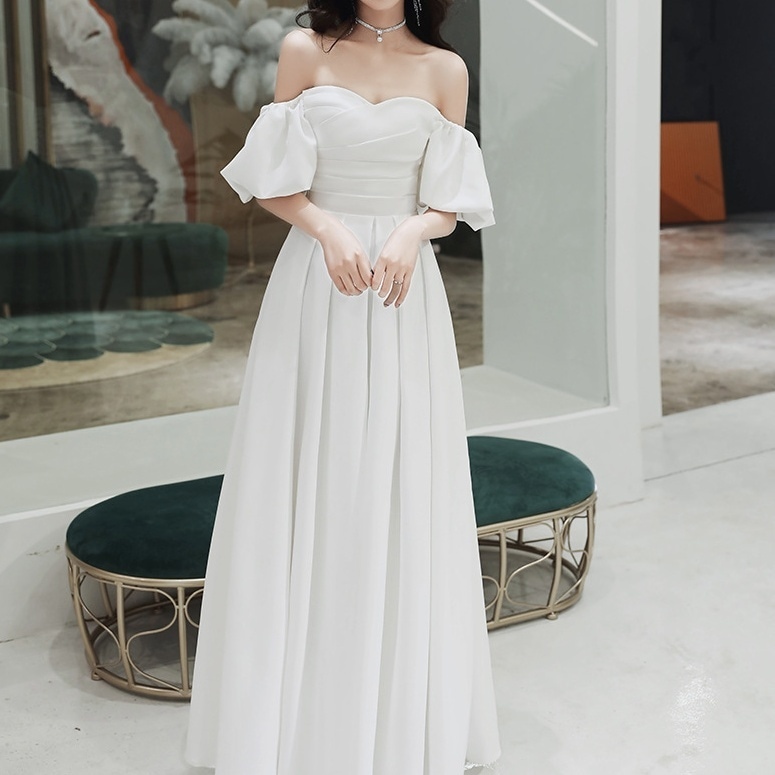 ドレス 衣装 ウエディングドレス 披露宴ドレス ロングドレス カラードレス 切り替えデザイン オフショルダー レースアップ ロング丈 フレア ステージドレス フレア かわいい 大人可愛い きれいめ