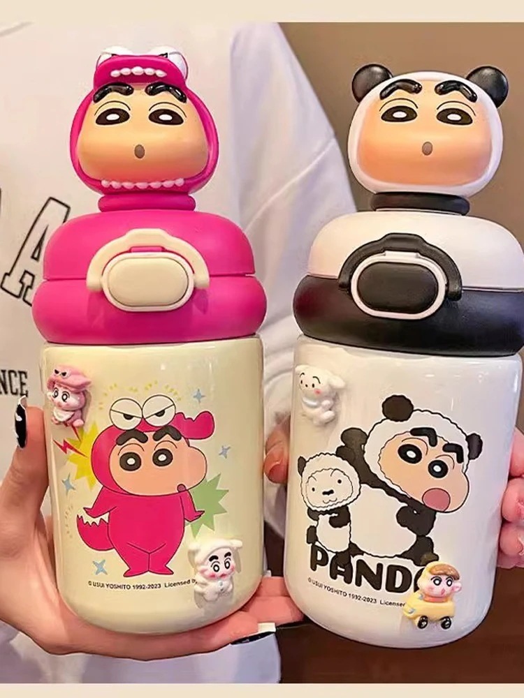 メガ割クレヨンしんちゃん 学校用子供用魔法瓶カップ 特製二重ストローカップ 女の子用ウォーターカップ