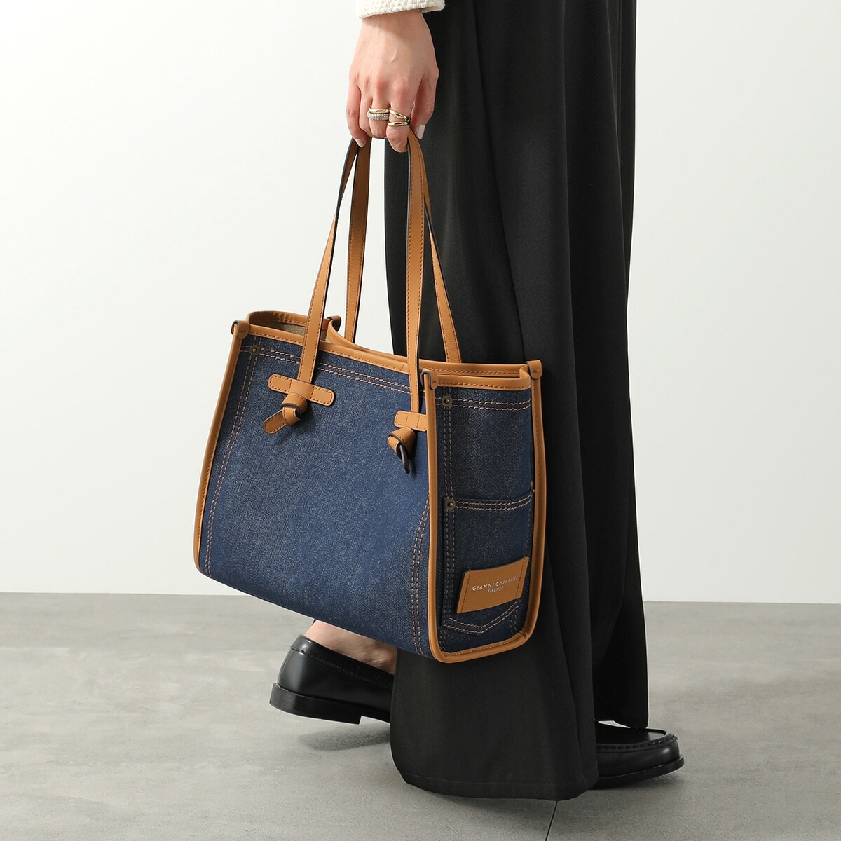 GIANNI CHIARINI ジャンニキアリーニ トートバッグ MARCELLA マルチェッラ S BS 12419 COMM BLRBL レディース デニム ポーチ付き 鞄 BLUE-MOU