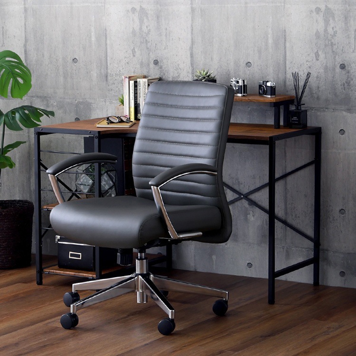 レザー調 ヴィンテージデスクチェア2点セット【Granst×Lubbock】 25,573円