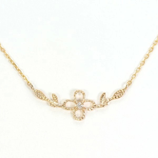 K18 18金 PG ピンクゴールド ネックレス ダイヤ 0.01 約42cm ジュエリー 中古