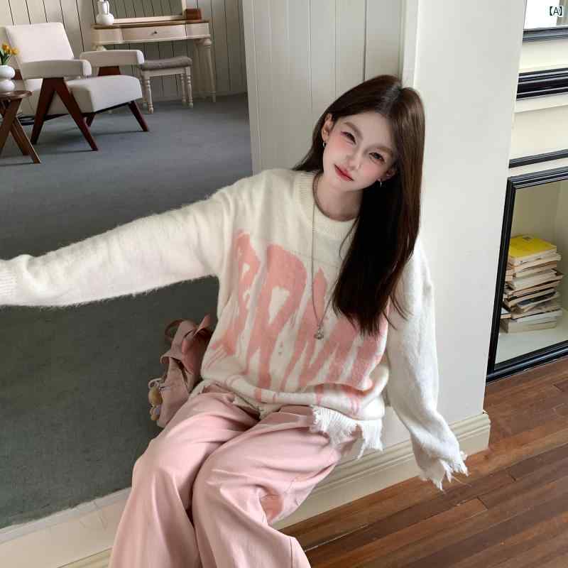 レディース ファッション おしゃれ 海外風 かわいい ヤング ANDEARDI スリット 破壊的 カップル ウェルト ロー エッジ スイート ニット セーター