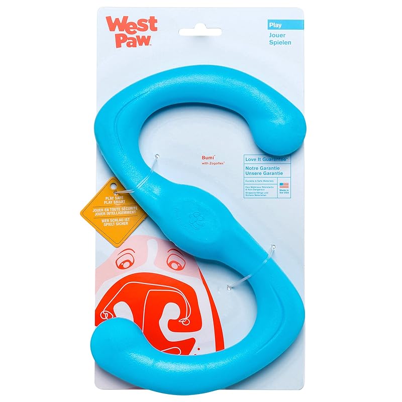 West Paw（ウェストポウ） ゾゴフレックス ブーミ 丈夫で壊れにくい 犬用 おもちゃ 引っ張りっこ フェッチ 【アクアブルー Lサイズ】