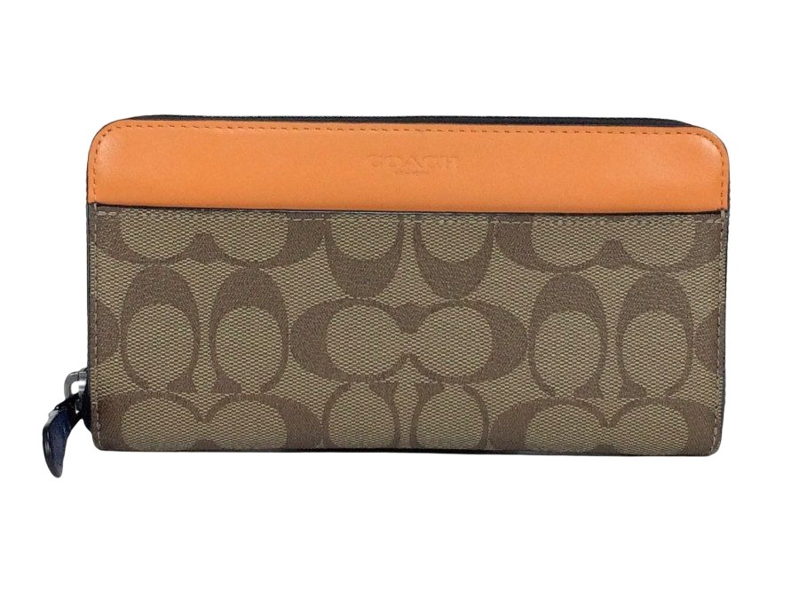 シグネチャー ジッピーウォレット レザー ブラウンオレンジ 【中古品】