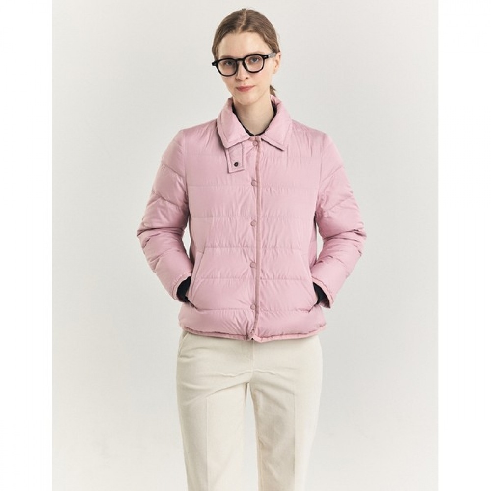(ヘッジズレディース) 24FW チェック裏地カラーショートライトウェイトグースダウンジャンパーライトピンク HSJU4D902P1