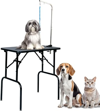 トリミング台 M サイズ 耐荷重 65kg 折りたたみ式 高さ 75-78cm 台面 75×46cm アジャスター付き 家庭・プロ両用 ブラック