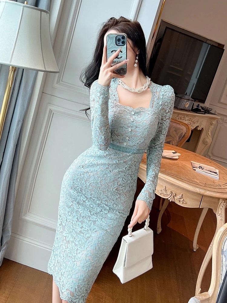 秋 ワンピース ドレス 秋春 Vネック 皺デザイン キラキラ飾り ニット キャバ 大人 ウェディング 結婚式 ドレス パーティードレス お呼ばれ 披露宴