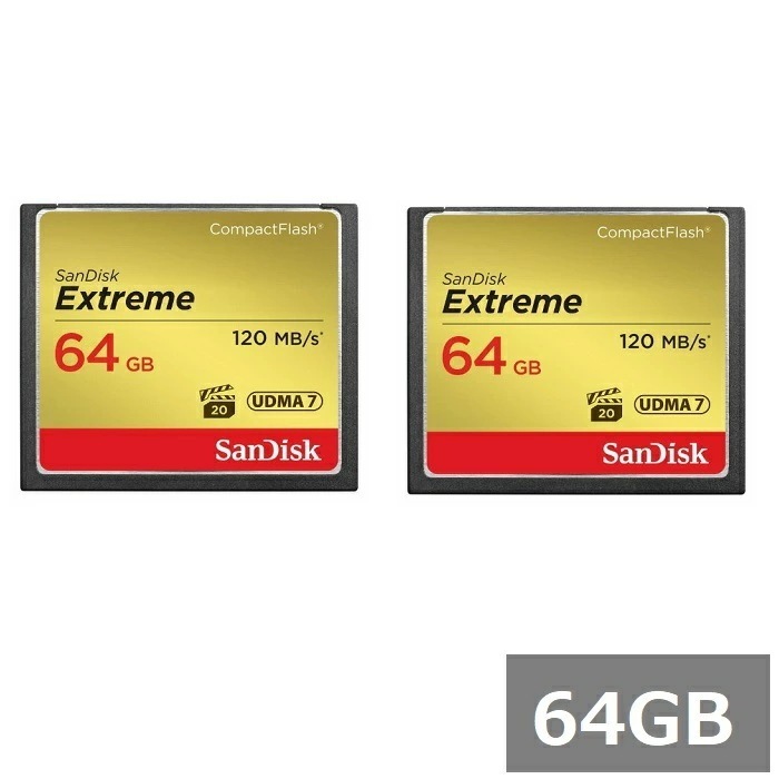 【2セット】 サンディスク CFカード コンパクトフラッシュカード SDCFXSB-064G-G46 Extreme 64GB UDMA7 Sandisk カメラ ビデオカメラ デジタル一眼レ