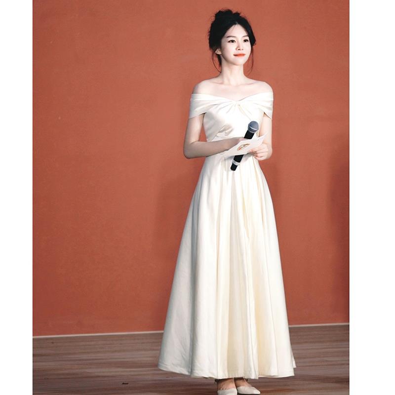 【1つ買うと10つ無料】ドレショルダーエンゲージメントドレスホワイトカラー登録スモールホワイトスカートサマー