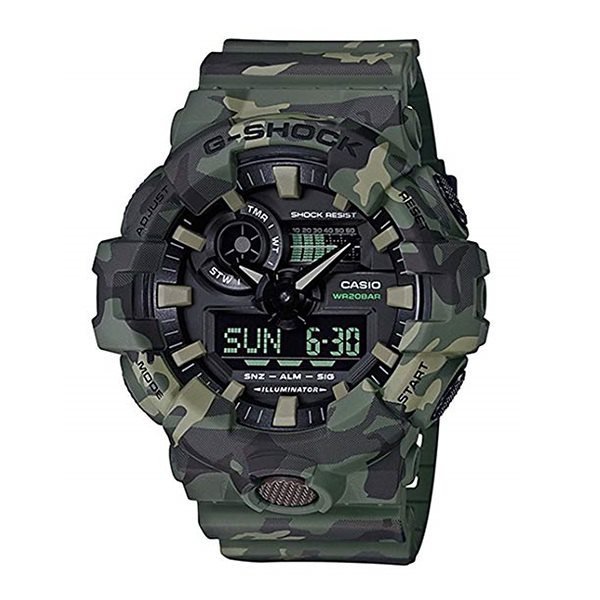 魅力的な価格 迷彩 カモフラージュ 腕時計 メンズ 海外モデルカシオ ミリタリー 誕生日 ブランド 男性 ビジネス GA-700CM-3A 緑 防水 多機能 アナデジ 大きいケース メンズ腕時計