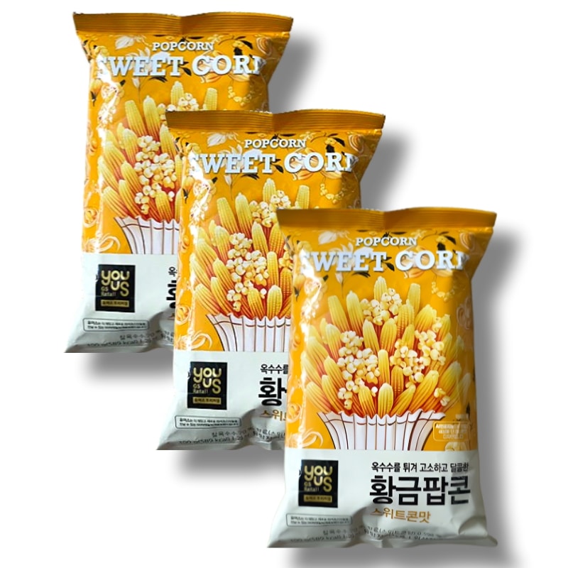 [韓国コンビニお菓子]GS25 youus 黄金ポップコーン スイートコーン味 100g * 3袋 5,400円