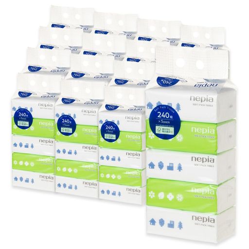 nepia ネピア 【16個セット】 ティッシュ ソフトパック 480枚(240組)×80パック 得用 大容量 まとめ買い 業務用