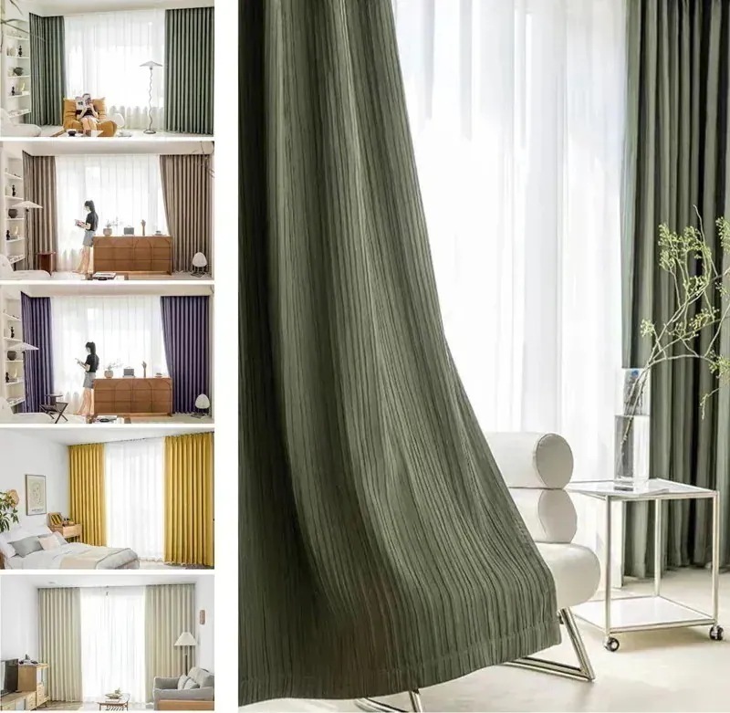 韓国ファッション カラーカーテン 遮光カーテン断熱 遮光 省エネ無地 カット防音断熱 プリーツインテリア雑貨 部屋の組み合わせ現代風シンプル遮光カーテン258