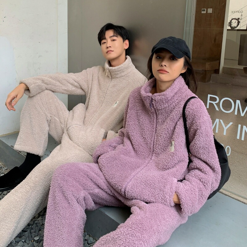 ルームウェア 男女兼用 部屋着 もこもこ パジャマ レディース 着る毛布 ジップアップ 厚手 ナイトウェア ペアルック ハイネック メンズ 冬 前開き 長袖 ゆったり 温活 ポケット付き