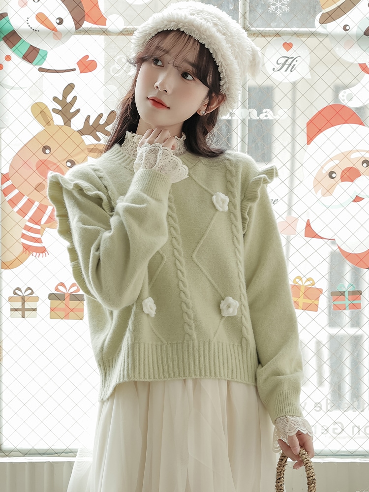 フェイフェイ袖緑森インナータイクジャンパー女性秋冬新作人気厚化粧トップス小人ヤンキー