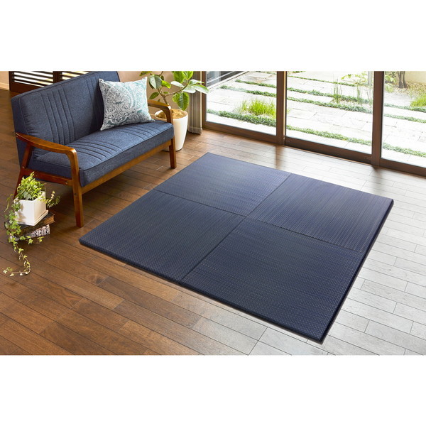 159054970 アジアンテイスト 軽量 置き畳 南風 同色9枚セット 82822.5cm ネイビー メーカー直送