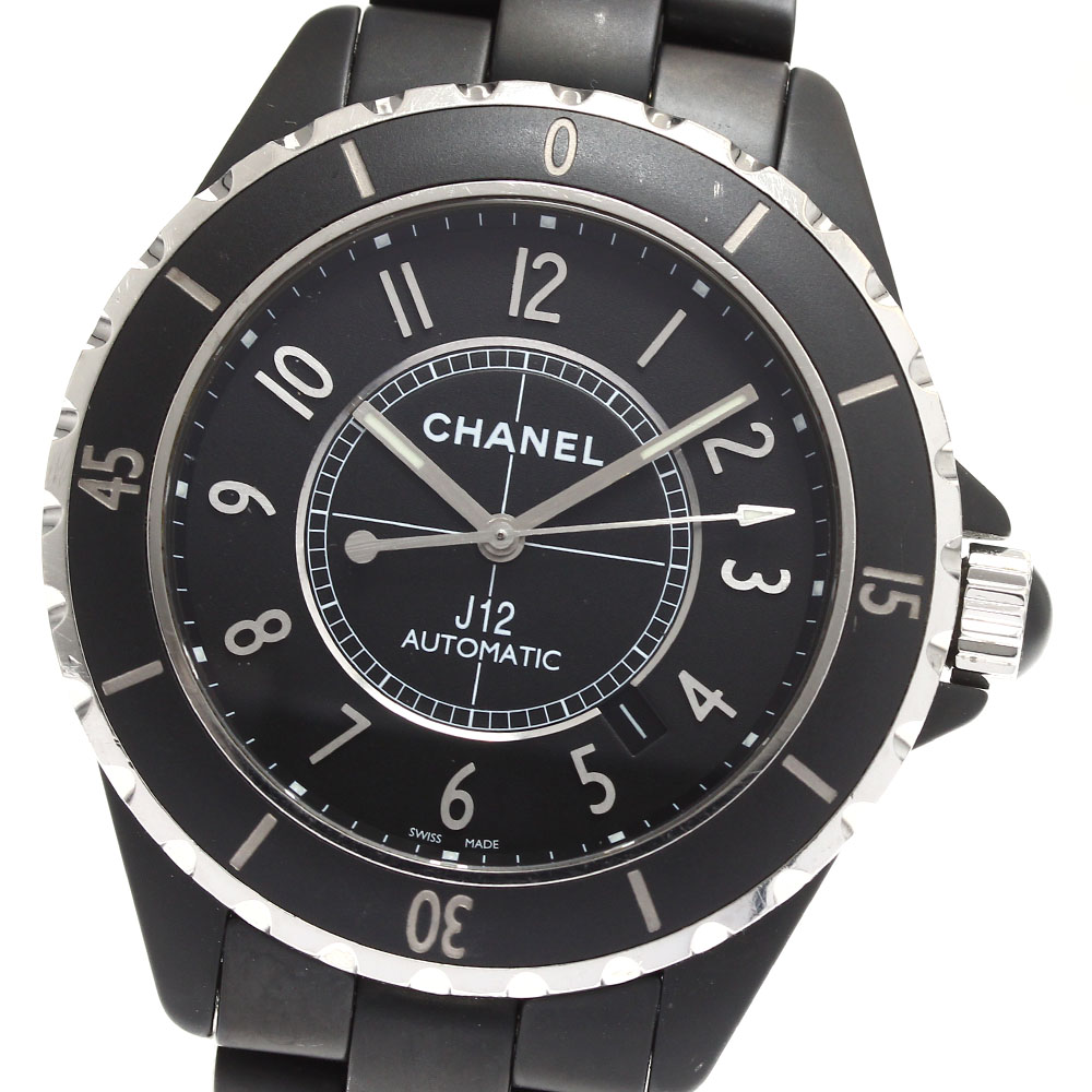 シャネル CHANEL H3131 J12 マットブラック セラミック 42MM 自動巻き メンズ 保証書付き_904337【中古】 183,950円