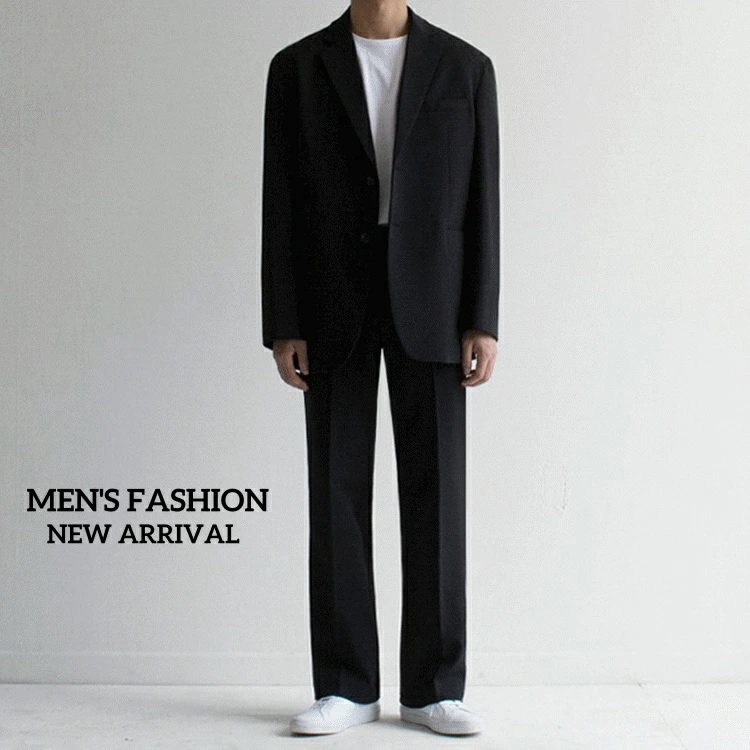底値価格メンズスーツ カジュアル スーツセット ２点セット 上品 上下セット ジャケット＋パンツ パンツスーツ 紳士服 ゆったり 通学 通勤 韓国風 着痩せ 無地 ２色 セットアップ パーティー 結婚