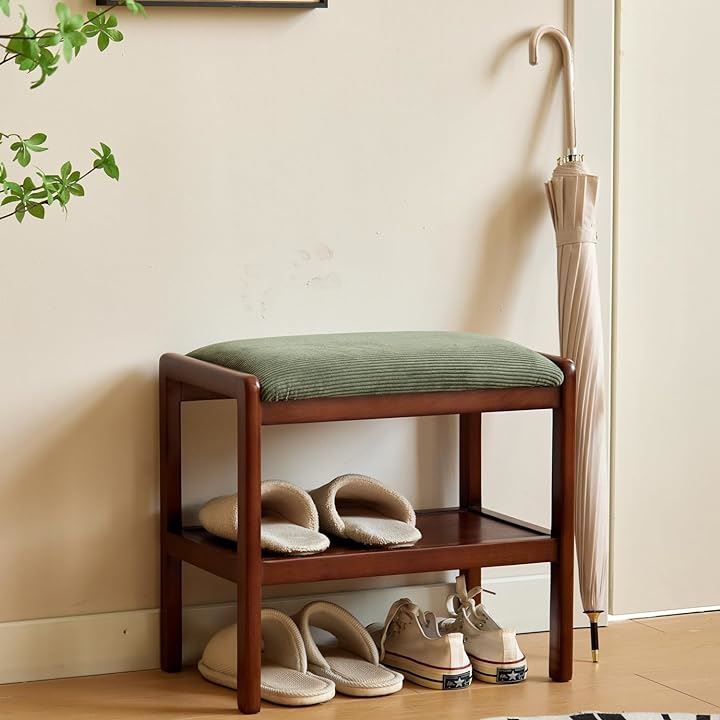 玄関ベンチ 収納ベンチ シューズラック 幅45x奥行30x高さ42cm ブナ材 靴収納 玄関椅子 スツール 玄関収納 (ブラウン, 45x30x42cm) 8,208円