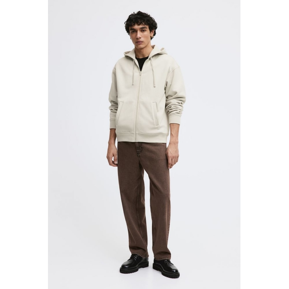 H&M ルーズフィットジップアップパーカーライトベージュ