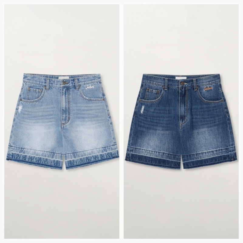 【SATUR】26SS (W) GABON WIDE DENIM SHORT : 2COLORS