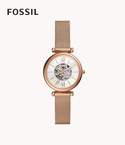 フォッシル FOSSIL 腕時計 CARLIE MINI オートマチック ローズゴールドトーン ステンレススチールメッシュウォッチ ME3188 自動巻き レディース 正規品