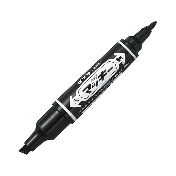 (まとめ) ゼブラ 油性マーカー ハイマッキー 角芯太字+丸芯細字 黒 MO-150-MC-BK 1セット(10本) (×10セット)