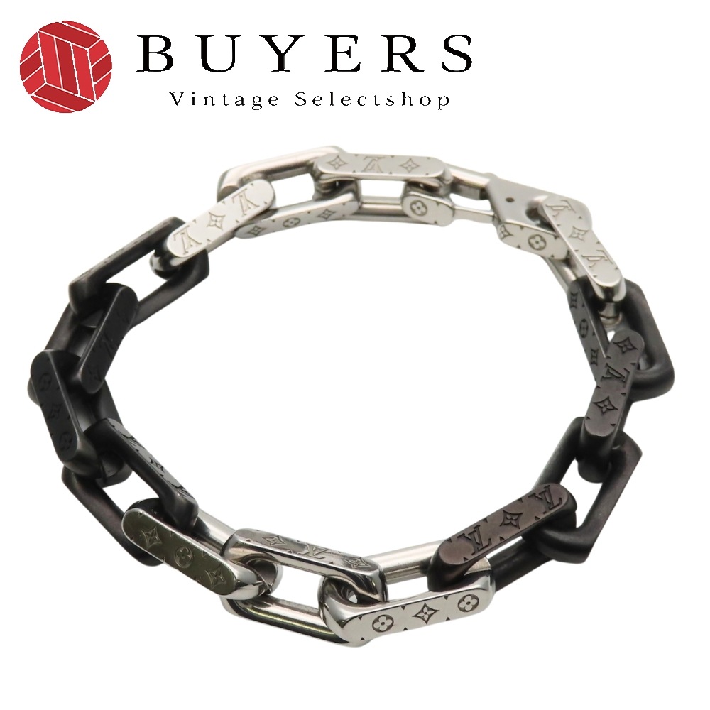 中古 ブレスレット モノグラムチェーン M00687 メタル シルバー ブラック アクセサリー メンズ 男性
