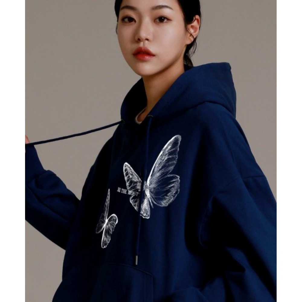 ライクザモストX線グラフィックバタフライオーバーパーカー [ブルー]