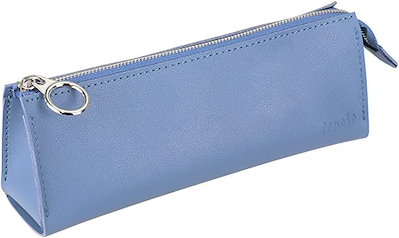 他サイト： ペンケース PUレザー レディース 三角デザイン 倒れない 開閉スムーズ 撥水(ジェイブルー)の商品画像