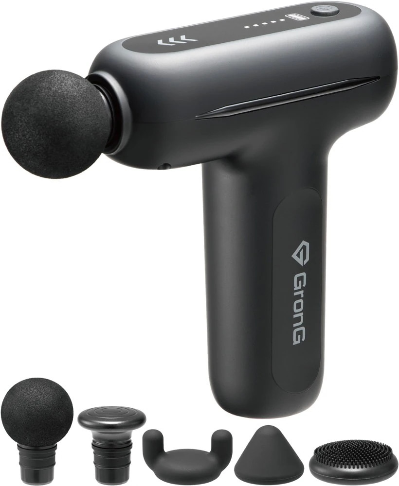 リリースガン 重量380g 振動幅8mm 振動レベル5段階 ヘッド形状5種類 静音設計 Type-C充電