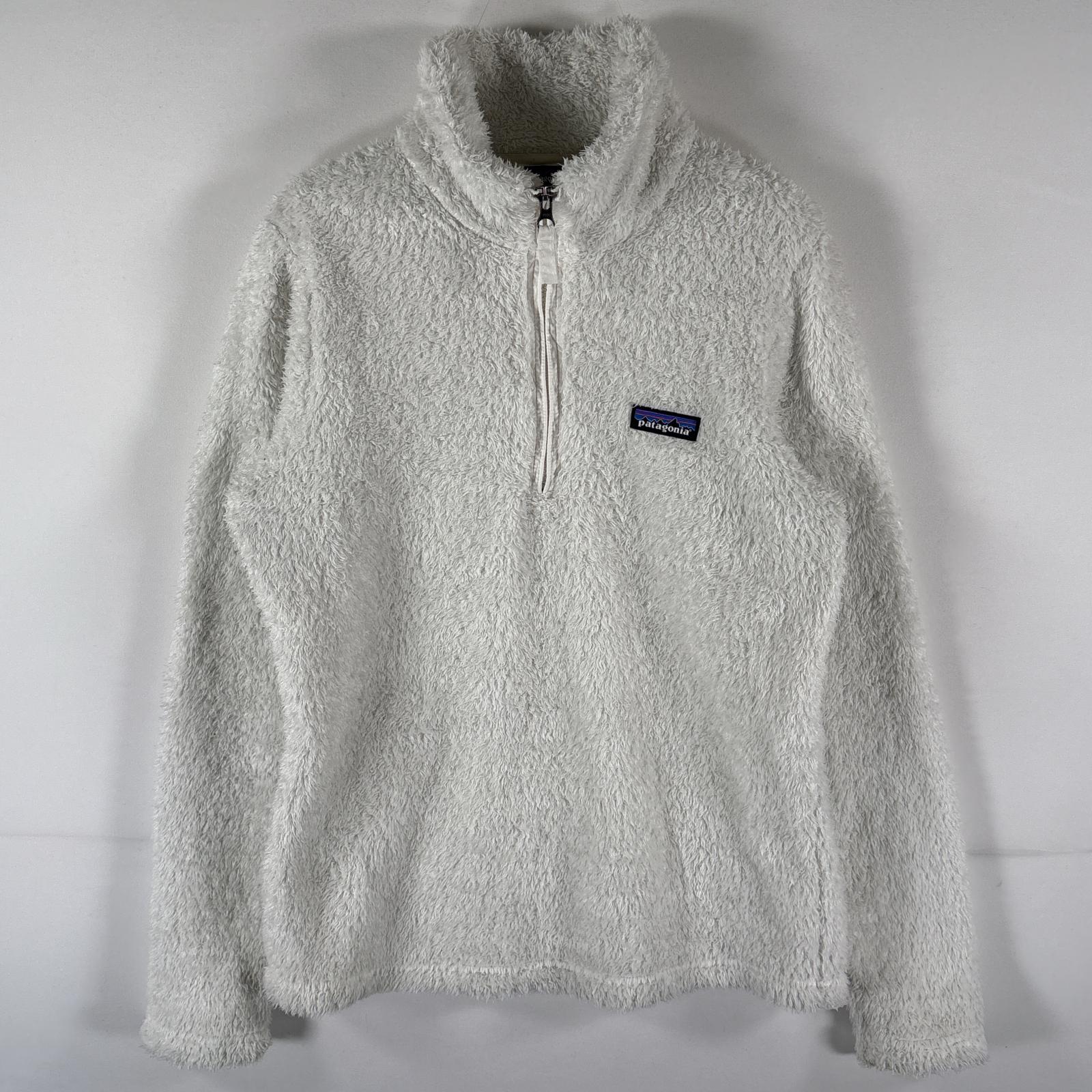 古着 フリーストレーナー ボア ハーフジップ プルオーバー ワンポイントロゴ アウトドア S ホワイト レディース