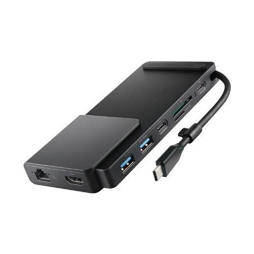 ロジテック USB Type-C ハブ ドッキングステーション 8-in-1 パワーステータスLED搭載 USB PD対応 74W USBA×2 4K60Hz HDMI×1 USB-C×2 LAN×1