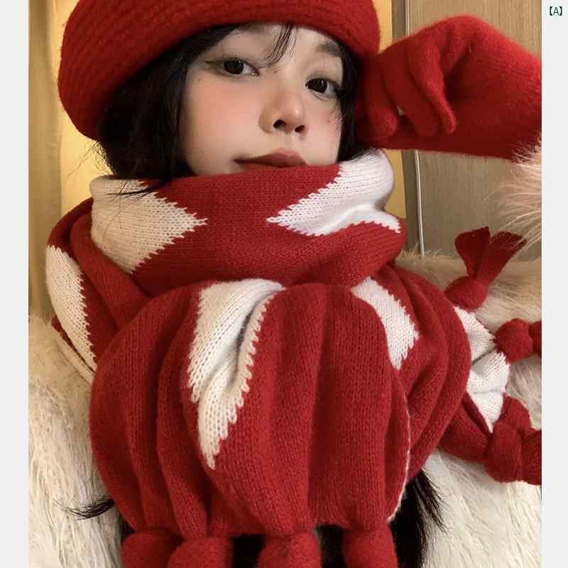 レディースファッション　ファッション小物　オシャレ 冬 レディー スレッド クリスマス スカーフ 韓国 ハイエンド ニット ウール 厚手 暖かい 学生