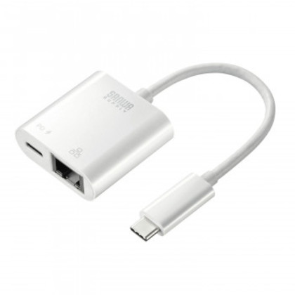 サンワサプライ USB3.2 TypeC-LAN 変換アダプタ PD対応・ブラック USB-CVLAN7W