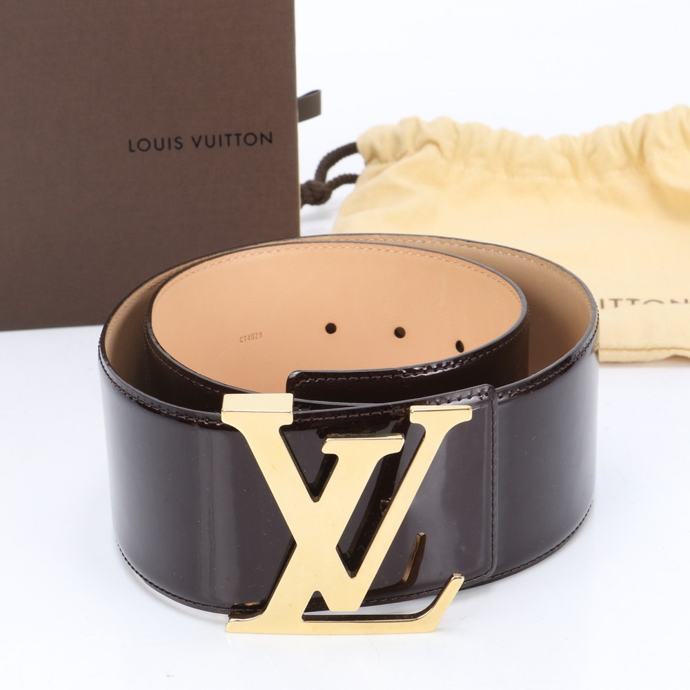 美品 ヴェルニ サンチュール イニシャル ウエスト M9809 レザー ベルト レディース ELE BI20-10 中古