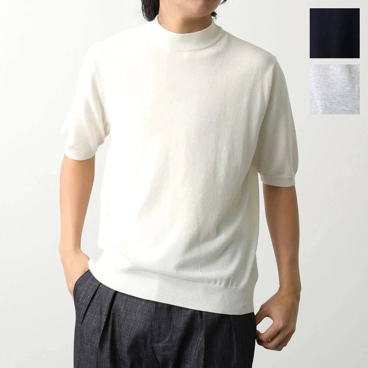 ZANONE ザノーネ ニット 812136 ZY318 メンズ 半袖 モックネック コットン レギュラーフィット サマーニット カラー3色 21,655円