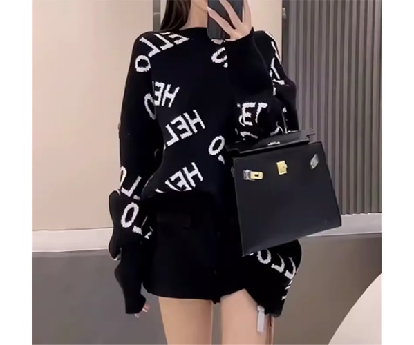 レディース トップス ニット セーター プルオーバー ミドル丈 長袖 ラウンドネック ストレート 厚手 かわいい 大人可愛い カジュアル おしゃれ かっこいい レトロ ラフ ボーイッシュ ルーズ