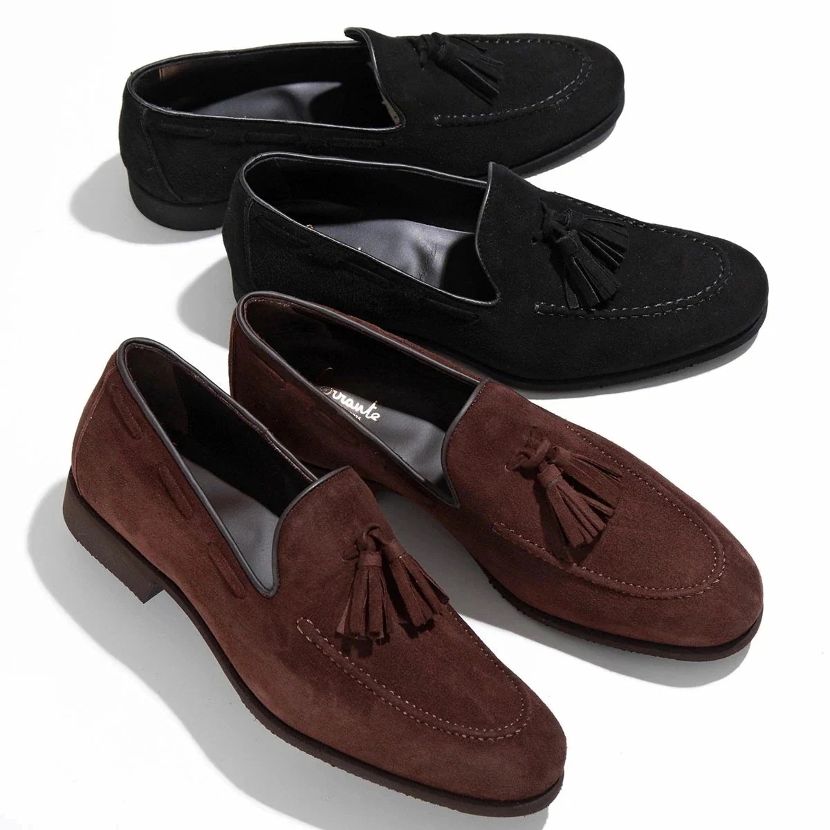 FERRANTE フェランテ ローファー ARNO CAMOSCIO アルノ メンズ レザーシューズ タッセル スウェード ビブラムソール ラウンドトゥ 靴 カ